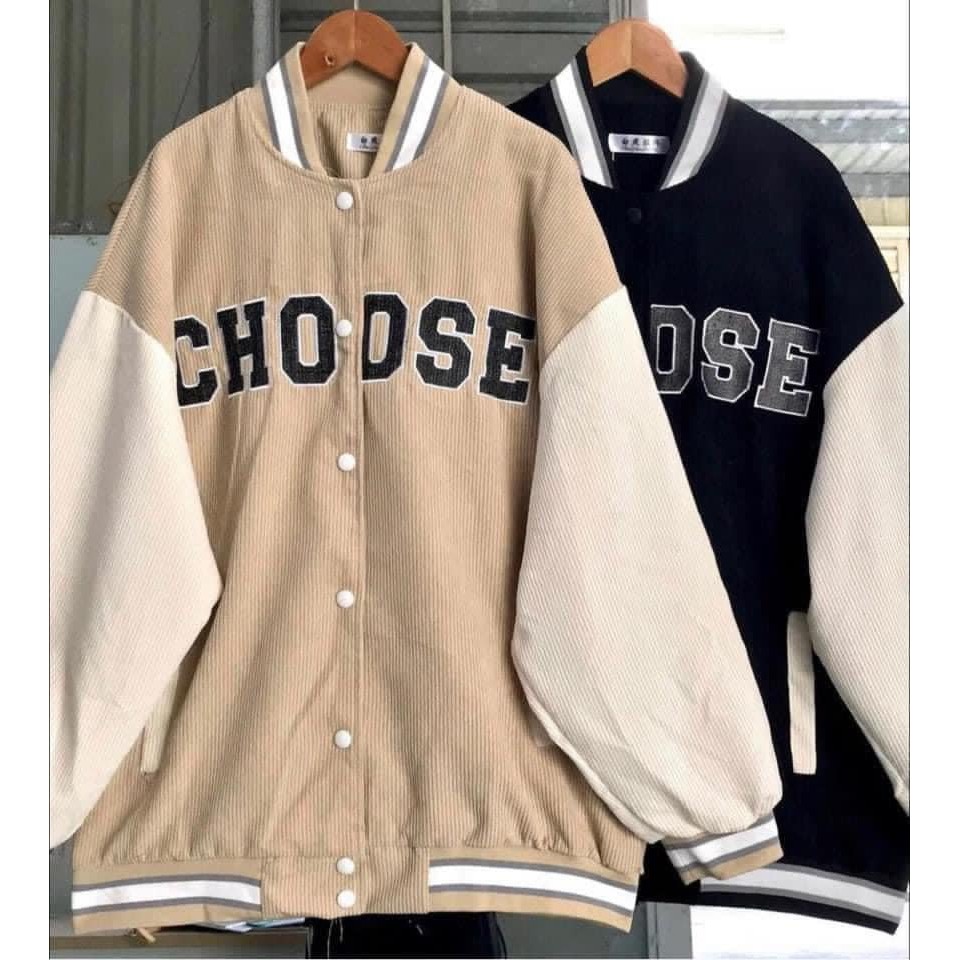 Áo Khoác Bomber Nhung Tăm Áo Bóng Chày CHOOSE Unisex Form Rộng Nam Nữ Siêu Chất | BigBuy360 - bigbuy360.vn