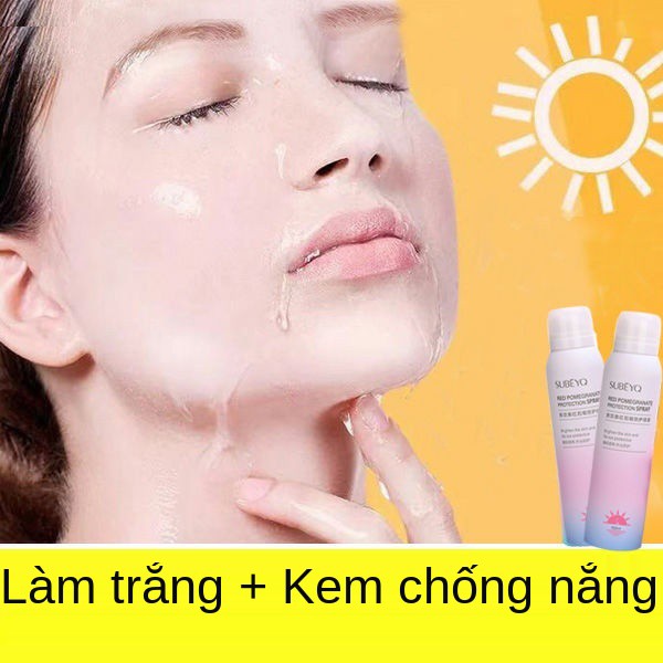 xịt chống nắng chính hãng làm trắng da che khuyết điểm dưỡng ẩm nam nữ học quân huấn luyện cách ly thấm nước tia cực