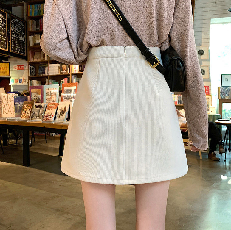 Chân Váy Dạ Corduroy Skirt Women's New Skirt Loose Temperament Short Skirt High Waist A-line Skirt | BigBuy360 - bigbuy360.vn