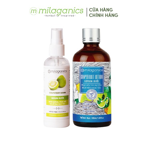  Bộ đôi dưỡng chất kích thích mọc tóc MILAGANICS (Lotion Bưởi 100ml + Serum Bưởi 100ml)