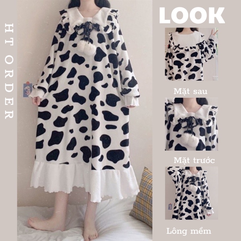 ORDER_ Váy Ngủ Bông Tiểu Thư Bò Sữa Cute N90