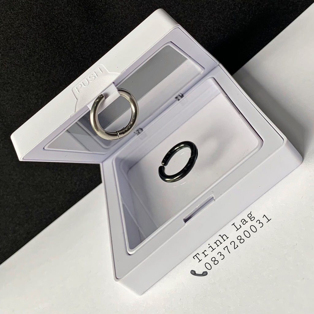 Khuyên kẹp basic  khoen tròn bản dày đơn giản đen bạc nam nữ