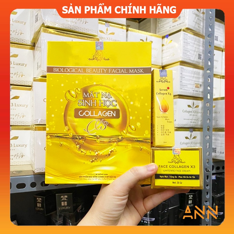 [Chính hãng] Combo Kem face Collagen X3 Luxury + Serum nám căng bóng da + Mặt nạ Mỹ phẩm Đông Anh Colagen X3