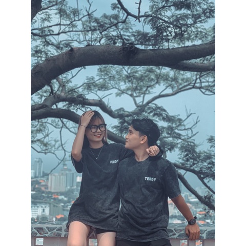 Áo thun tay lỡ Nikolas Teddy Wash- phông Unisex nam nữ Cotton oversize form rộng