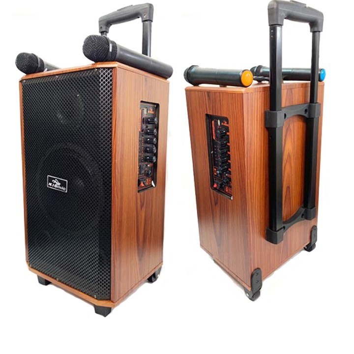 Loa kẹo kéo karaoke vỏ gỗ K88 bass 25cm hát cực hay tặng kèm 2 micro bảo hành 12 tháng