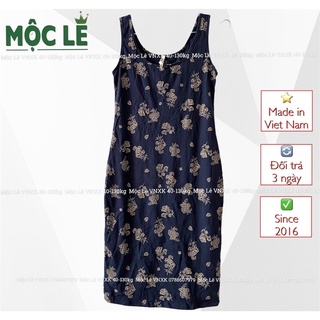 Đầm thun ôm vnxk mỏng nhẹ xanh đen hoạ tiết sát nách body dress