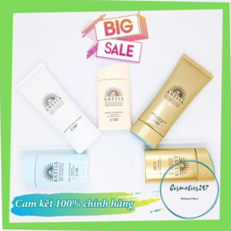 Kem chống nắng Anessa Perfect UV Sunscreen Skincare Milk SPF 50+ PA++ dành cho Da Dầu & Da Dầu Mụn màu vàng  60ml & 20ml