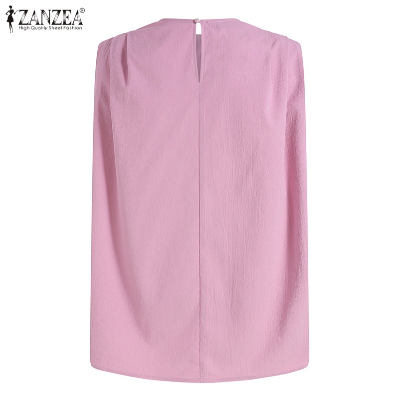 Zanzea Áo Nữ Sát Nách Cổ Tròn Thời Trang Châu Âu