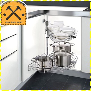 Mâm xoay lắp tủ bếp 2 tầng inox, mâm inox lắp tủ bếp, phụ kiện tủ bếp cao cấp