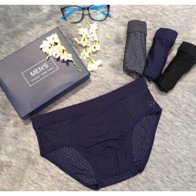 4 Quần lót , quần sịp nam thông hơi MEN CHÉO -HỘP 4c fullbox