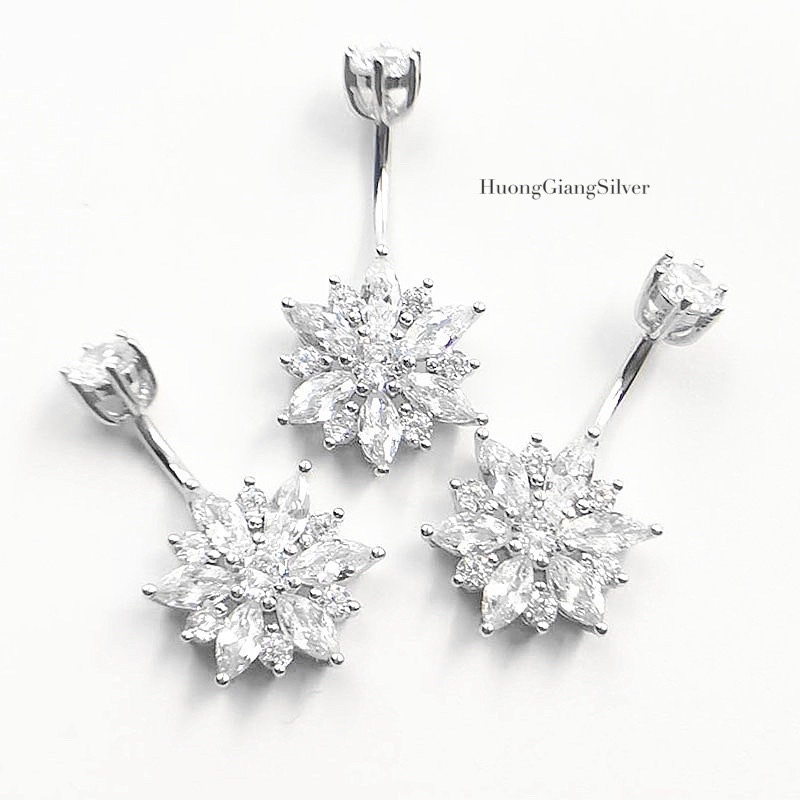 Khuyên rốn hình bông tuyết to che khuyết điểm tốt Bạc s925 xi kim  - HuongGiangSilver