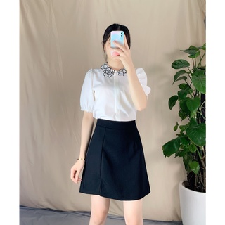 Áo sơ mi trắng cổ nẹp hoa cao cấp