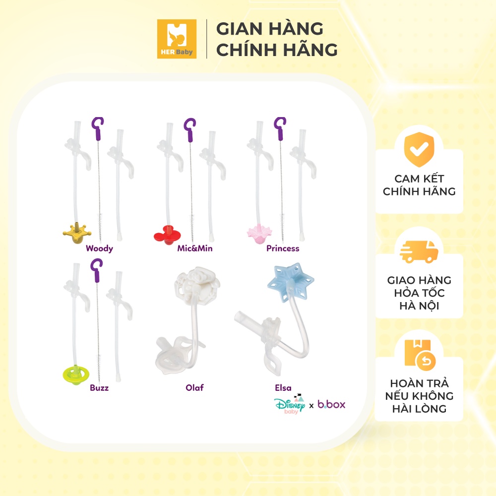 ỐNG HÚT THAY THẾ BÌNH NƯỚC B.Box 360 ĐỘ + BỘ DỤNG CỤ VỆ SINH Disney - Herbaby