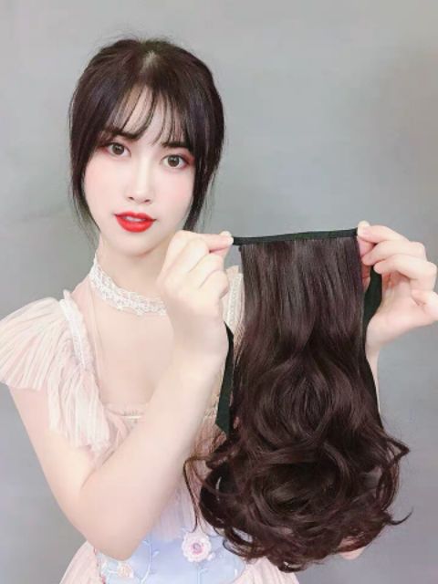 Tóc giả cột xoăn ngắn siêu sang chảnh