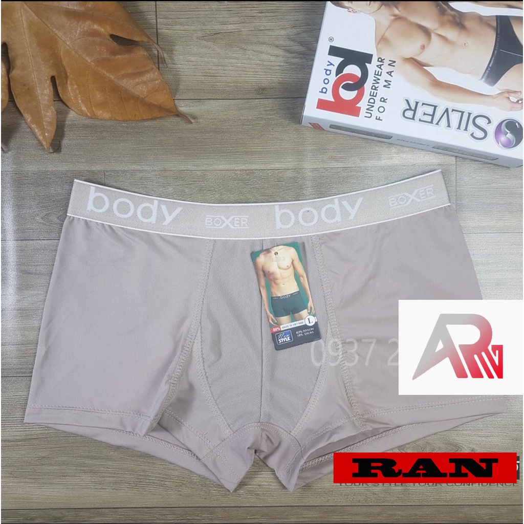 Quần xịp nam BODY boxer vải thun lạnh pha lụa siêu mát - Sịp đùi BODY Silver 802