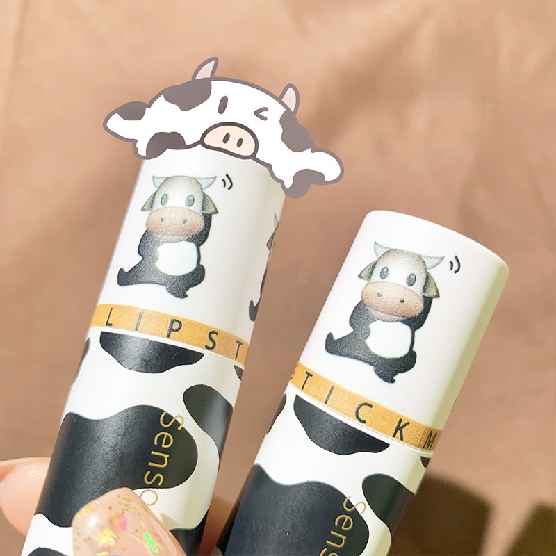 [Hàng mới về] Son môi kháng nước lâu trôi thiết kế vỏ hình chú bò sữa dễ thương