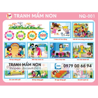 Decal Mầm non-GÓC NỘI QUY khổ lớn 127x80