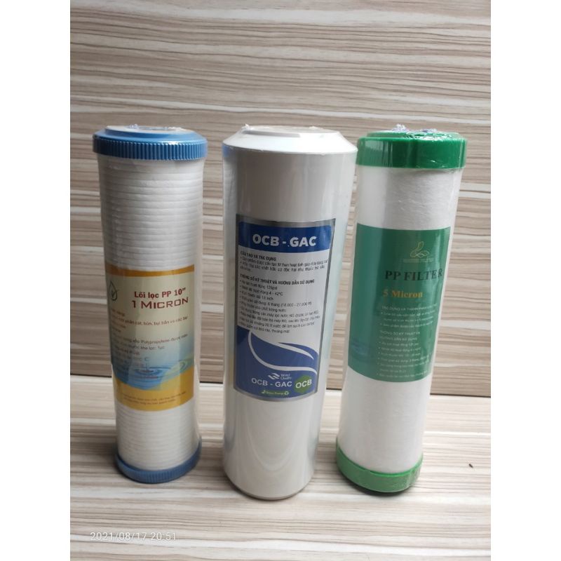 Bộ Ba Lõi Lọc Nước 1,2,3 Máy R0 - Lõi Lọc Thô 123