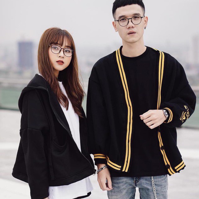 Áo CARDIGAN VERMONT ĐEN THÊU TAY UNISEX [ Anz Store ]