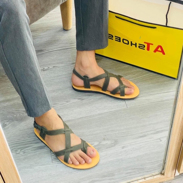 Sandal nam, dép quai ngang, dép nam da bò, không thấm nước, êm chân thoải mái  Atshoes XDxn201