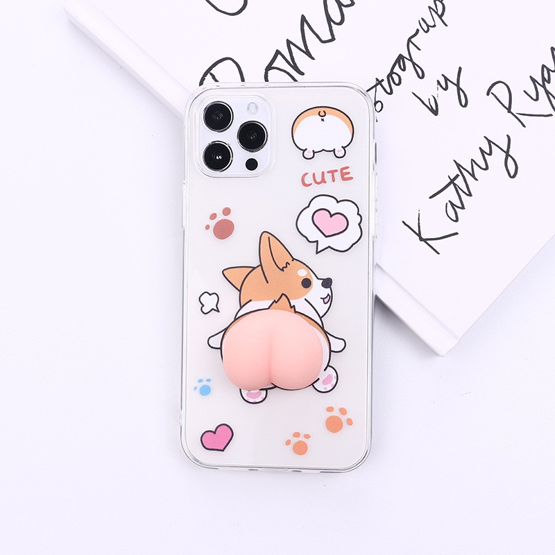 Ốp lưng iphone gắn mông dẻo ốp iphone chó corgi dễ thương silicon trong suốt 6 7 8 x plus xsmax 11 12 promax bi343
