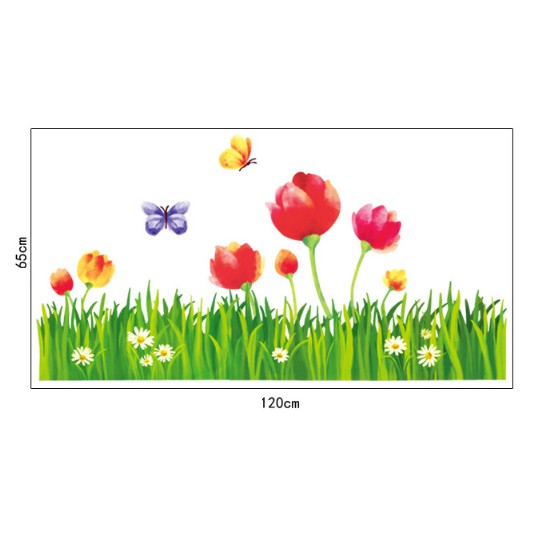 Decal trang trí tường - Chân hoa Tulip lớn 3 bông
