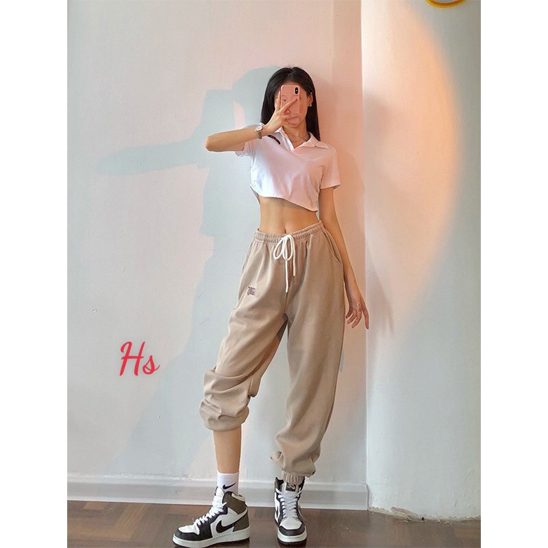 Quần jogger Nữ In Súng - Quần Ống Rộng Kiểu Dáng Thể Thao Bo Gấu Mã 535