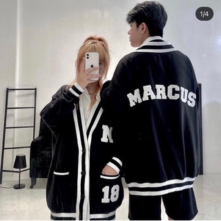 [VIDEO ẢNH THẬT] ÁO CARDIGAN MARCUS SỐ 18 - Áo Khoác Nỉ Nam Nữ Form Rộng Viền Trắng Màu Đen