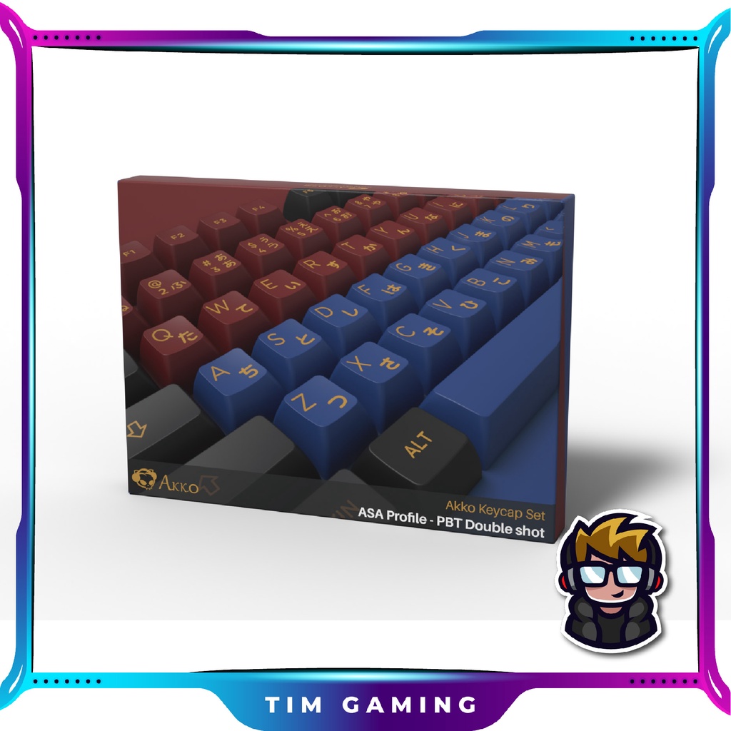 [Mã 154ELSALE2 giảm 7% đơn 300K] Bộ Keycap AKKO – Red &amp; Blue Samurai (PBT Double-Shot/ASA profile/226 nút)