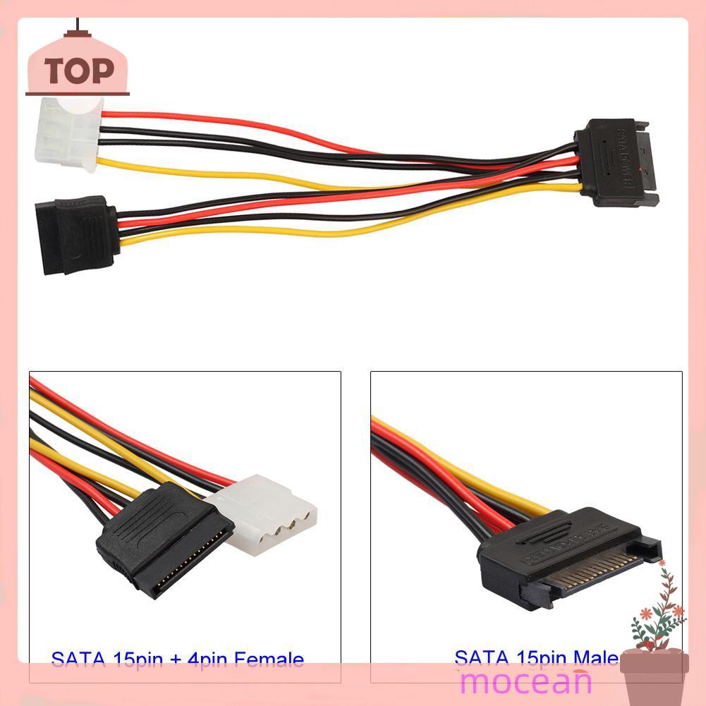 Dây Cáp Nguồn 15pin Sata Male Sang 4pin Ide Molex Female + Sata Female