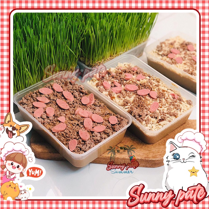 Pate tươi dinh dưỡng cho chó mèo - đa dạng vị đầy ụ topping - Sunny pate