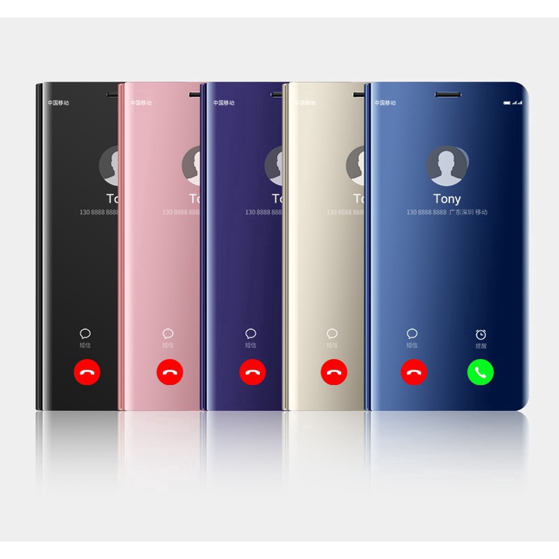 Xiaomi Redmi Note 3 4 4X 5 5A 6 7 Pro  note 8 pro case Clear Smart View Flip Stand Mirror Casing