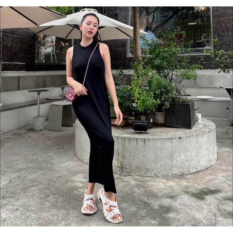 CÓ SẴN-VÁY DÁNG DÀI ZARA AUTH SẴN ĐEN/ CAM S( KÈM ẢNH SHOP CHỤP)