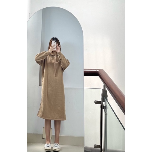 Đầm hoodie form rộng nữ croptop năng động trẻ trung