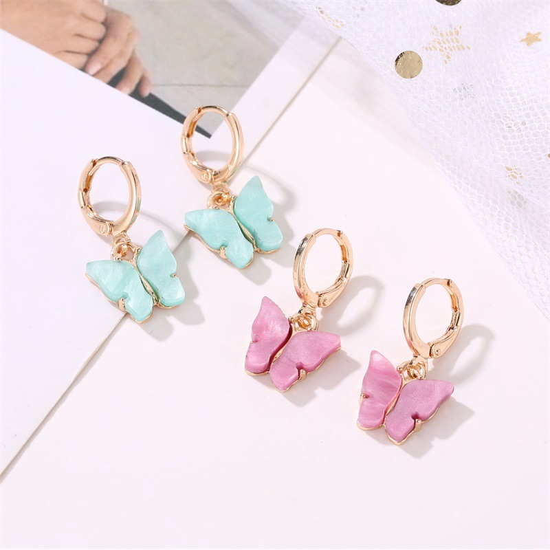 Bộ trang sức gồm dây chuyền / hoa tai thiết kế bươm bướm đính đá sang trọng