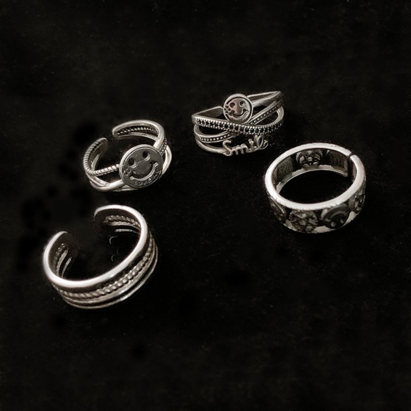 Nhẫn Hở Hình Mặt Cười Phong Cách Hip Hop Hàn Quốc Sáng Tạo