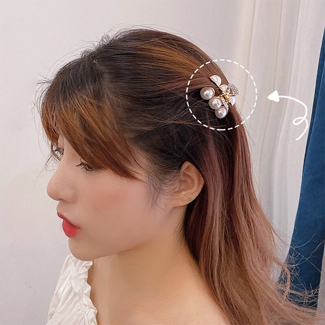 Cặp Kẹp Tóc Mái Đính Ngọc Nhân Tạo Các Mẫu 1 Chiếc