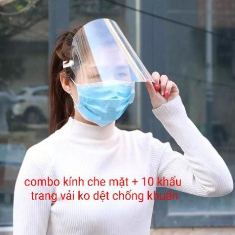 HÌNH THẬT COMBO KIẾNG CHỐNG DỊCH + 10 KHẨU TRANG VẢI KHÔNG DỆT CHỐNG GIỌT BẮN KHÓI BỤI, MẶT NẠ LÀM BẾP ĐA NĂNG | BigBuy360 - bigbuy360.vn