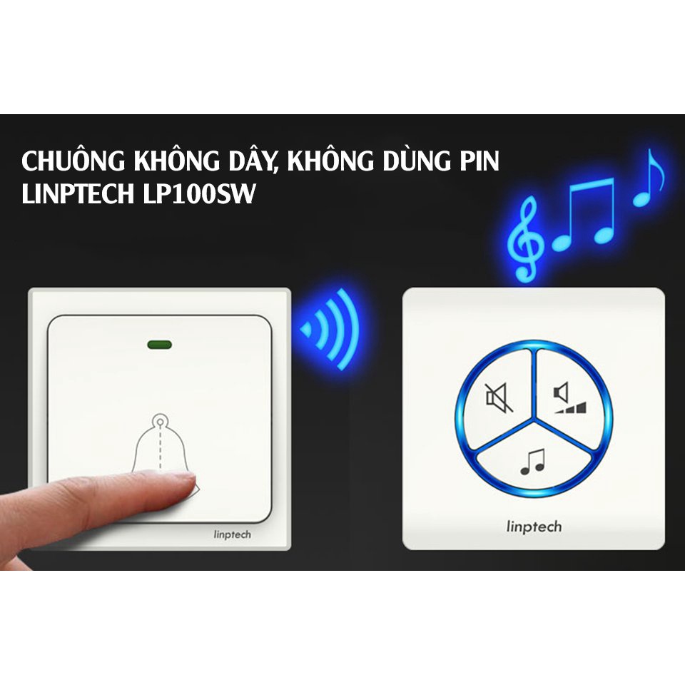 Chuông Cửa Không Dây Không Pin Chống Nước Báo Khách Thông Minh