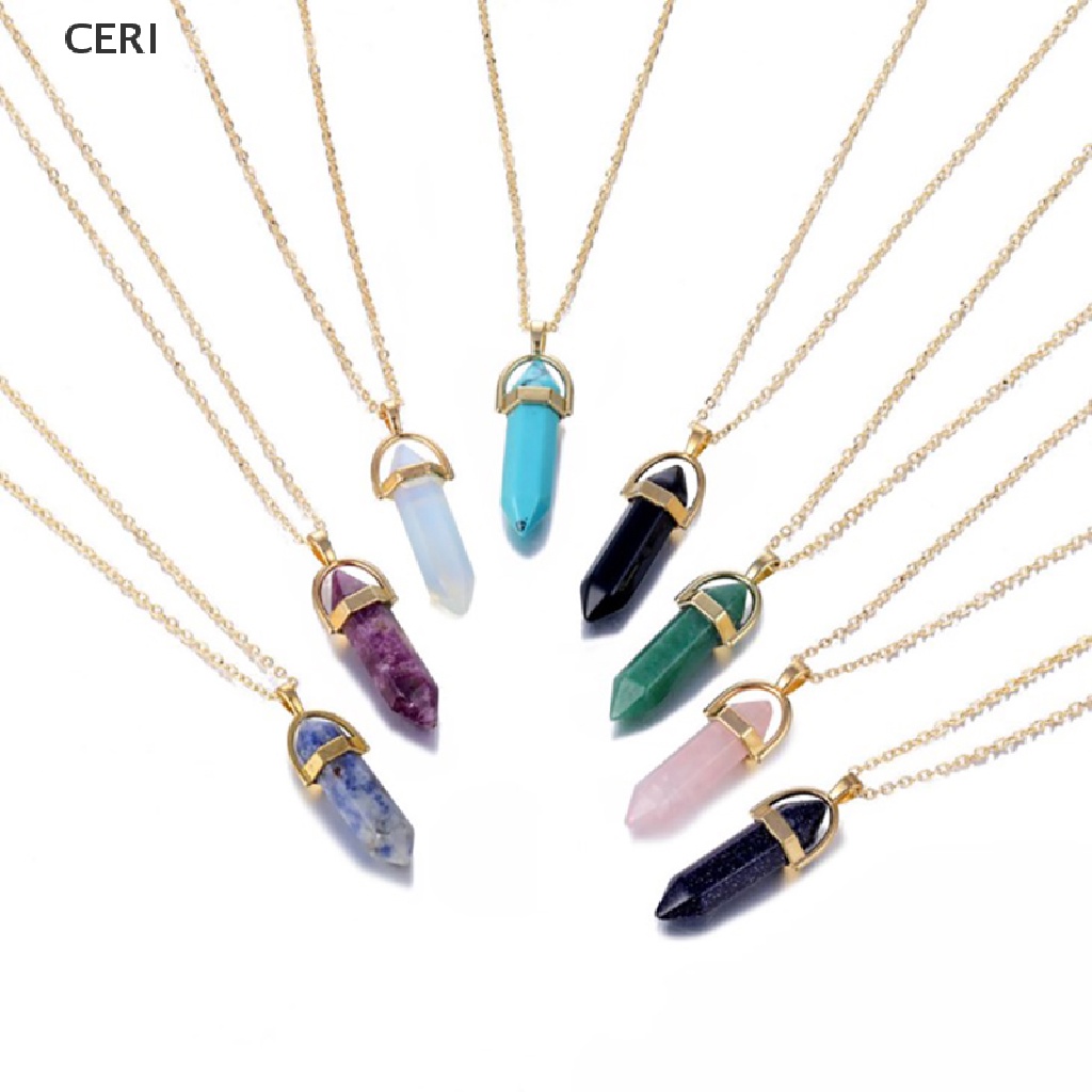 CE 1pcs Natural Crystal Stone Collarbone Necklace Stone Volcanic Rock Pendant RI