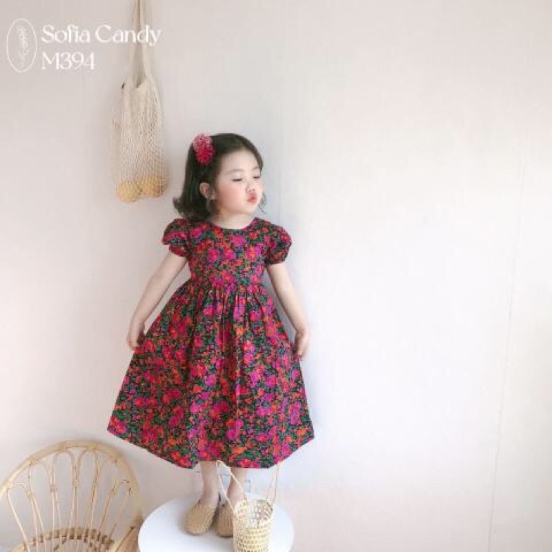 Đầm hoa hở lưng thiết kế cao cấp của SOFIA candy vải mát nhẹ phù hợp mùa hè 10-36kg