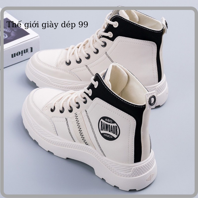 Bốt nữ - giày boots cao cổ nữ cá tính phong cách hàn quốc màu trắng - Xanh dạng bốt đế thấp siêu hot trend năm 2021 | BigBuy360 - bigbuy360.vn