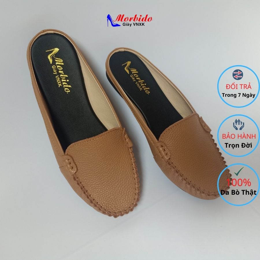 Giày Sabo Nữ Màu Bò Đế Bệt 2p Morbido M505 - Giày Sục Nữ Da Bò Thật Cao Cấp - Giày Sục Nữ Trung Niên