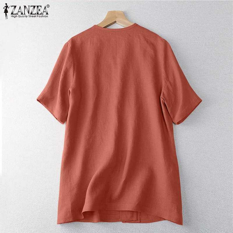 Zanzea Áo Thun Ngắn Tay Cổ Chữ V Form Rộng Thời Trang Dành Cho Nữ