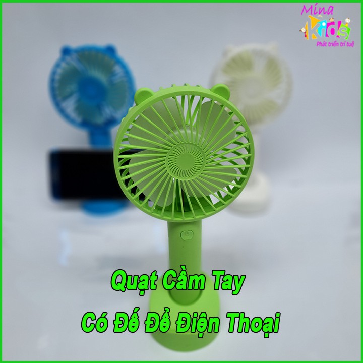 Quạt Cầm Tay Mini Sạc Usb Có Chân Đế Để Điện Thoại Tiện Dụng