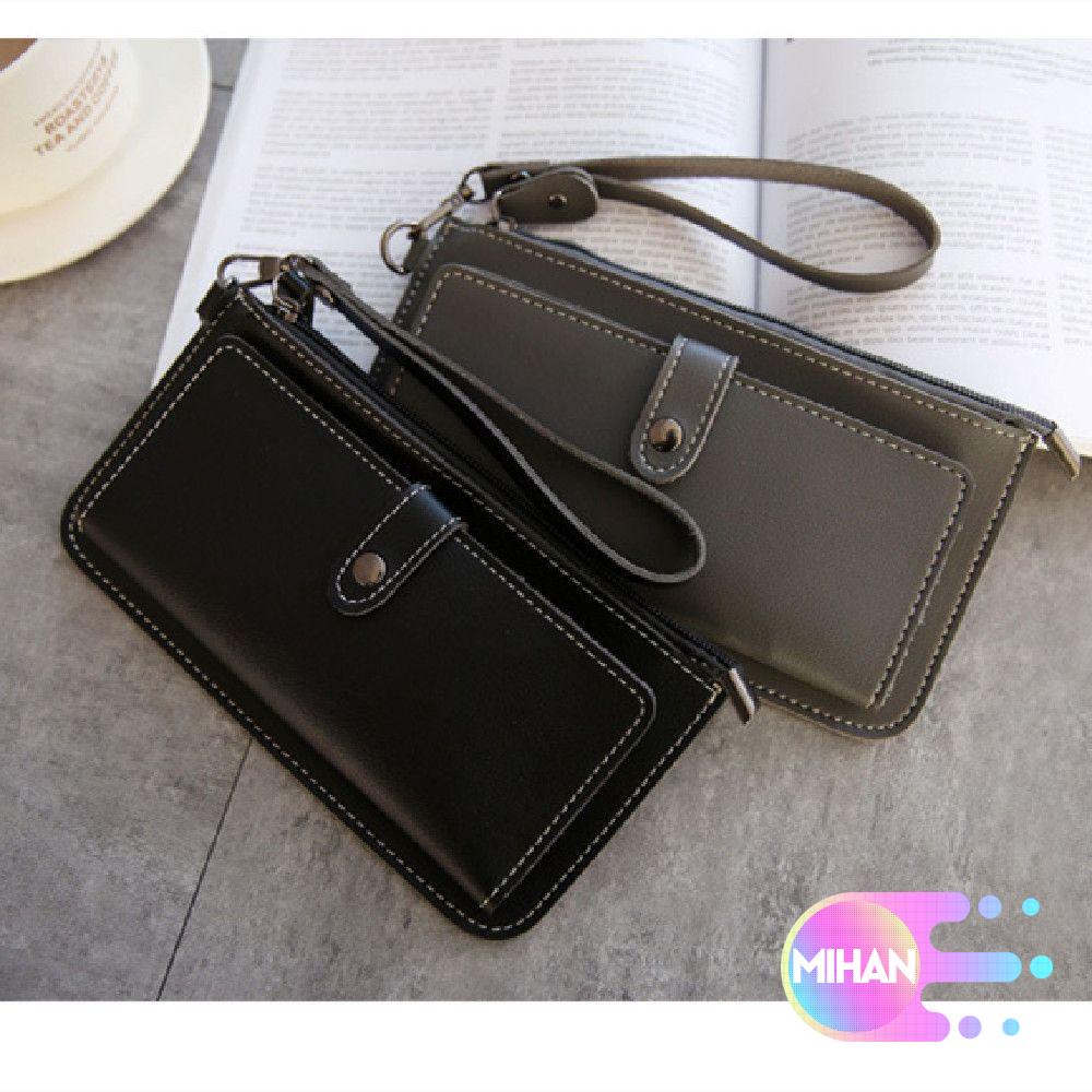 Ví tiền xu mỏng dài khoá dây kéo chất liệu pu không thấm nước