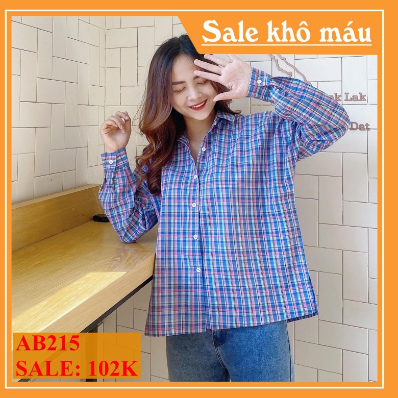 Áo Sơ Mi Caro Dài Tay Form Rộng Mềm Mịn Phong Cách Hàn Quốc Thời Trang CHIBEST AB215
