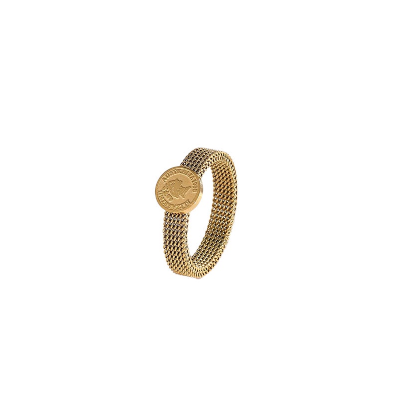 Nhẫn Thép Titan Mạ Vàng 18k Thời Trang Âu Mỹ Cho Nữ