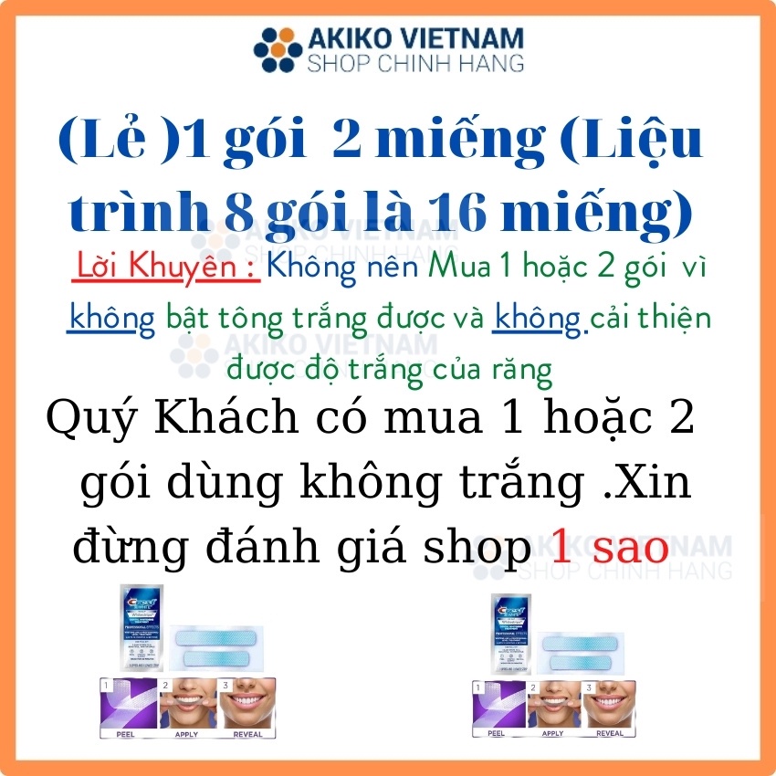 [ 1 GÓI lẻ ] Miếng dán trắng răng ❤ FREESHIP ❤ Miếng dán Crest 3D White Whitestrips [Hàng Mỹ] - trắng răng Crest