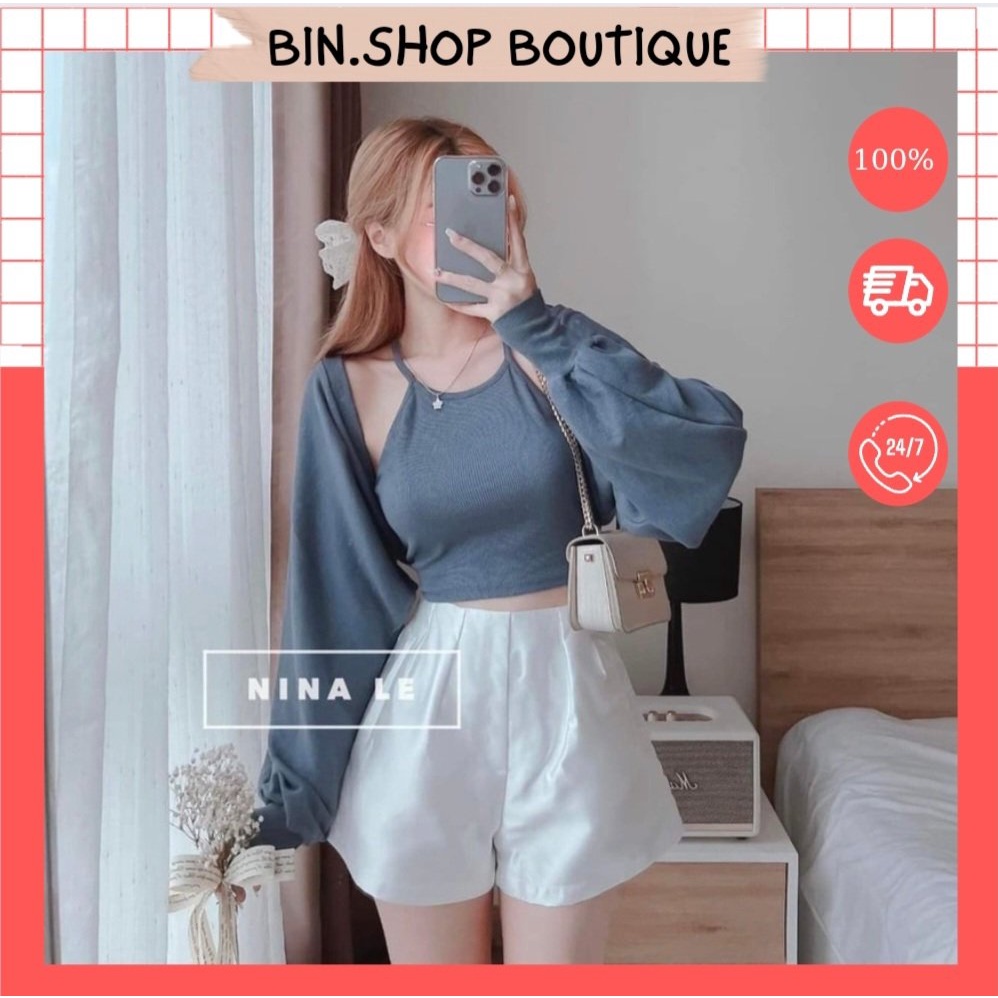 Set 3 Món Áo Khoác, Yếm Kèm Quần Sooc Thời Trang Nữ Tính, Thích Hợp Phối Đồ Đi Chơi
